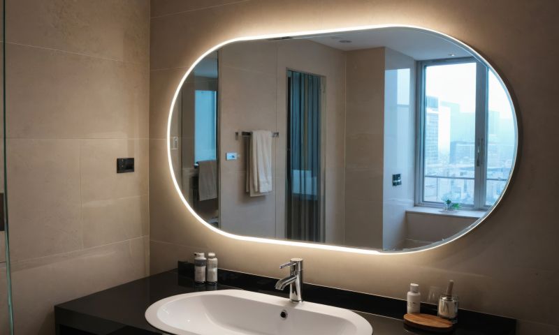 Backlit Mirror with Modern Fixtures